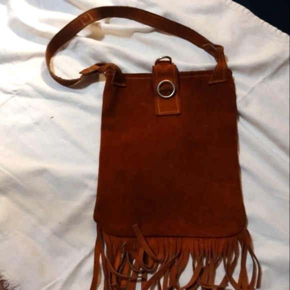 Vintage " 1970' s Brown Fringe Suede Shoulder Bag - Picture 9 of 12